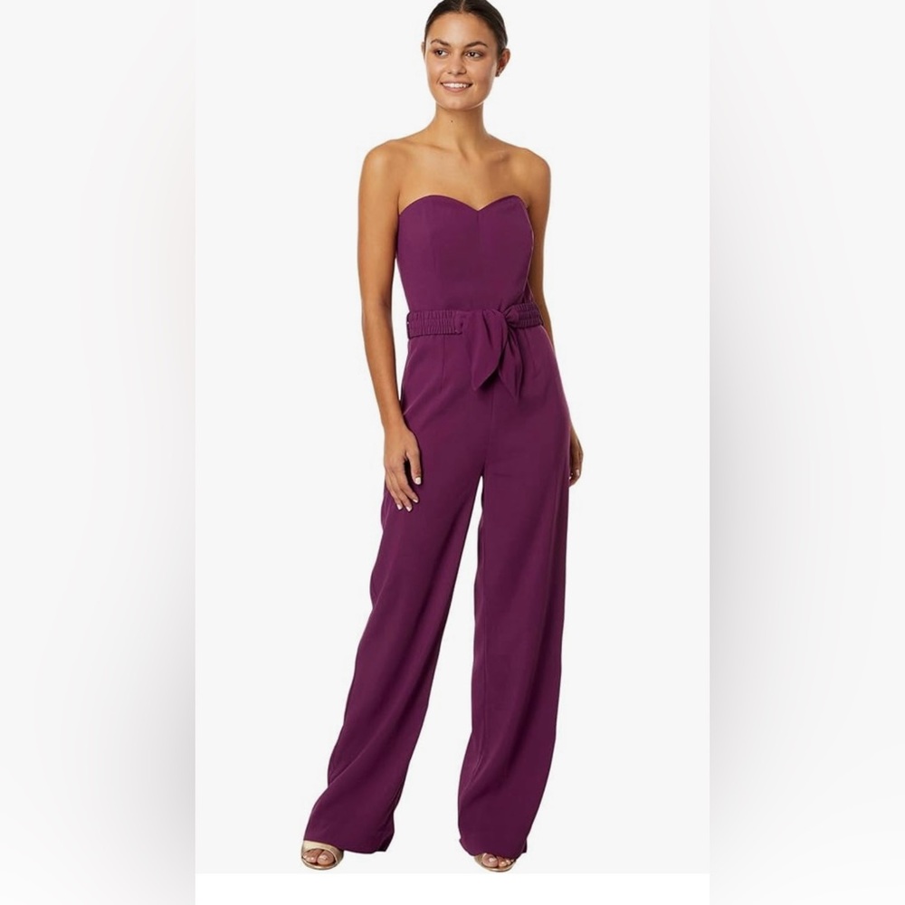 Lilly Pulitzer NWT Size 0 Amazing Burgundy Strapless Wide Leg Pant Jumpsuit - Picture 1 of 15
